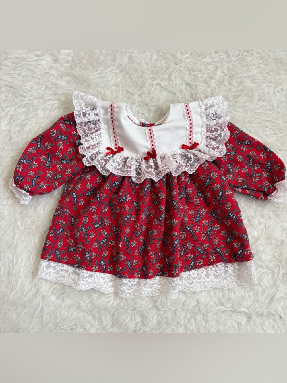 Jo Lene Classic Vintage Baby Girls Formal Lace & Floral Dress USA Made in 90’s